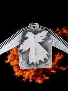 3IIƐ x DOVE x ADIDAS zip-up jacket with 323 black spray paint logo designs - XL
